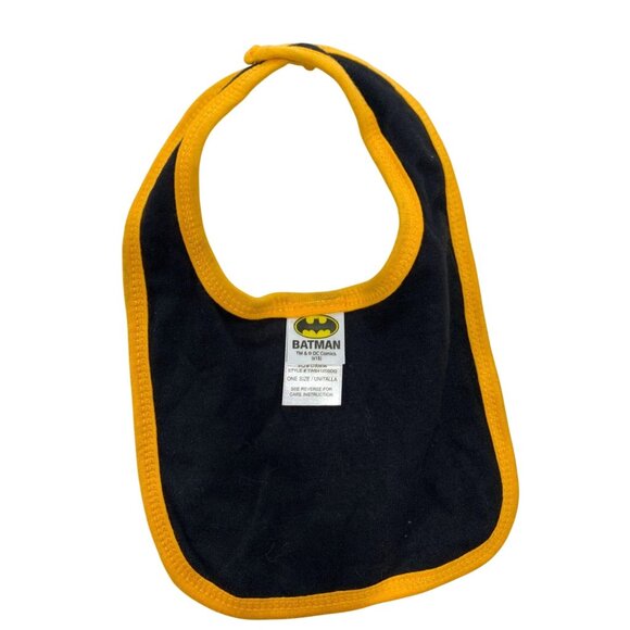 Future Hero Black Gold Baby Infant One Size Drool Bib Feeding Batman - Picture 2 of 2